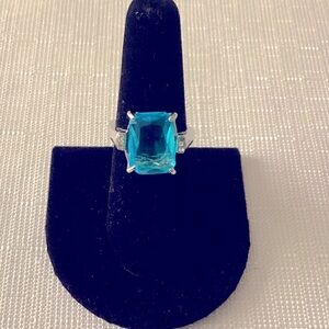 Blue Topaz Genuine Silver Plated Ring